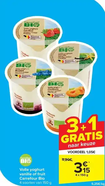 Volle yoghurt vanille of fruit 150g
