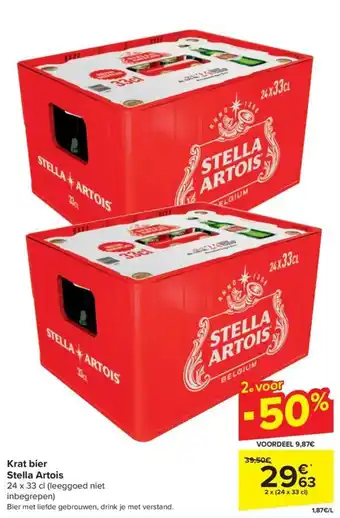 Carrefour Market Krat bier Stella Artois 24 x 33 cl aanbieding