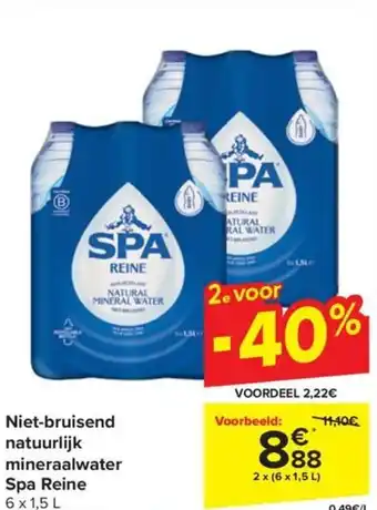Carrefour Market Niet-bruisend natuurlijk mineraalwater Spa Reine 6 x 1,5 L aanbieding