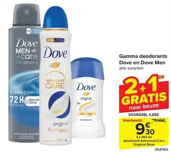 Carrefour Market Gamma deodorants Dove en Dove Men 3 x 150ml aanbieding