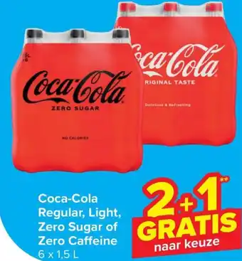 Carrefour Market Coca-Cola Regular, Light, Zero Sugar of Zero Caffeine 6 x 1.5L aanbieding