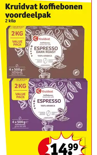 Kruidvat Koffiebonen voordeelpak 2 kilo aanbieding