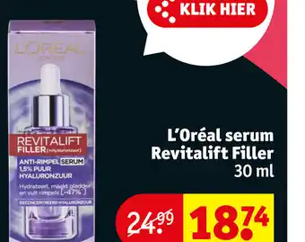 Kruidvat L'Oréal serum Revitalift Filler 30 ml aanbieding