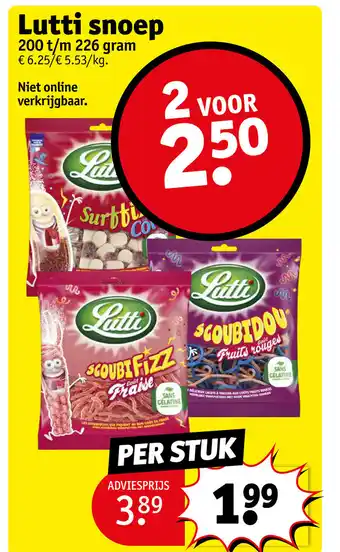 Kruidvat Lutti snoep 200 t/m 226 gram aanbieding