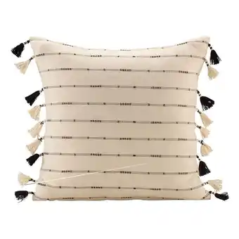 Leen Bakker Sierkussen Reya - ecru/zwart - 45x45 cm aanbieding
