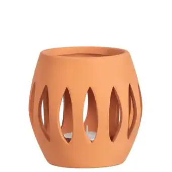 Waxinelichthouder Bazar - bruinrood - 14xØ14,5 cm - set van 2 stuks