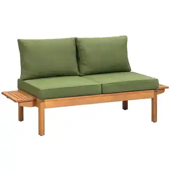 Leen Bakker Tuinbank Orleans Brest - naturel hout - groene kussens - 61x157x61 cm aanbieding