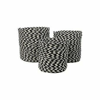 Leen Bakker HSM Collection mandenset Enna (3 stuks) - wit/zwart - Leen Bakker aanbieding