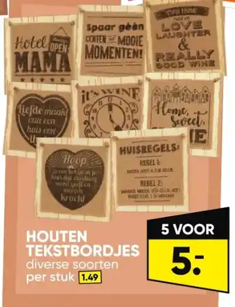 HOUTEN TEKSTBORDJES per stuk