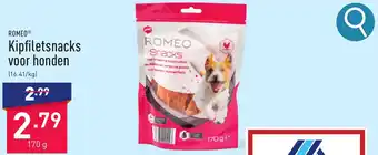 ALDI ROMEO Kipfiletsnacks voor honden 170g aanbieding