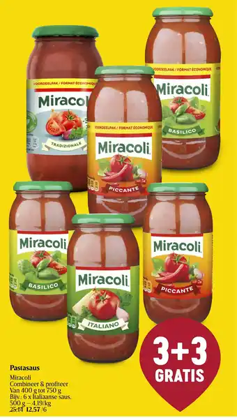 Delhaize Miracoli Pastasaus aanbieding