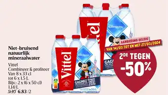 Delhaize Vittel niet-bruisend natuurlijk mineraalwater aanbieding