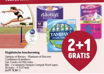 Delhaize Tampax of Always - Platinum of Discreet aanbieding