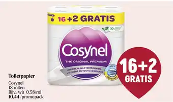 Delhaize Cosynel toiletpapier 18 rollen aanbieding