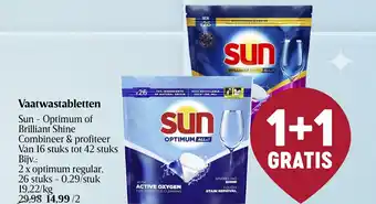 Delhaize Sun Optimum of Brilliant Shine vaatwastabletten aanbieding