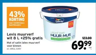 GAMMA Levis muurverf wit 8 L +25% gratis aanbieding