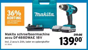 GAMMA Makita schroefboormachine accu DF488DWAE 18V aanbieding