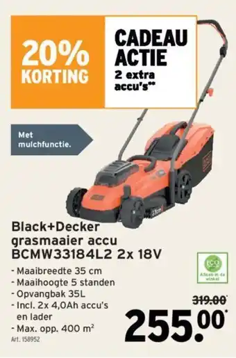 GAMMA Black+Decker grasmaaier accu BCMW33184L2 2x 18V aanbieding