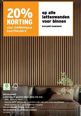 GAMMA Lattenwand geolied eiken dikte 22 mm aanbieding