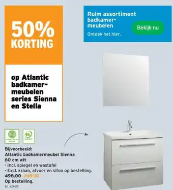 GAMMA Atlantic badkamermeubel Sienna 60 cm wit aanbieding