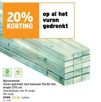 GAMMA Vuren gedrenkt met kopmaat 19x32 mm, lengte 270 cm aanbieding