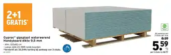 GAMMA Gyproc gipsplaat waterwerend Handyboard dikte 9,5 mm aanbieding