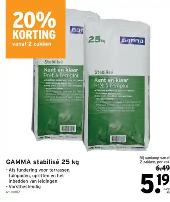 GAMMA stabilisé 25 kg aanbieding