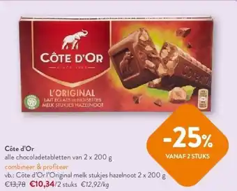 OKay Côte d’Or alle chocoladetabletten van 2 x 200 g aanbieding