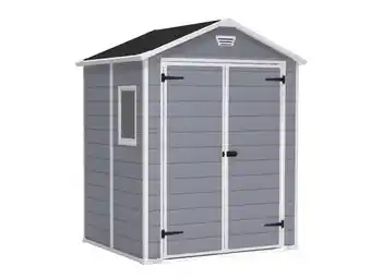 Hubo Keter Manor 65 kunststof tuinhuis 185x152x226 cm grijs aanbieding