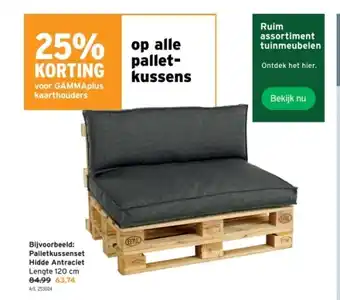 GAMMA Palletkussenset Hidde Antraciet aanbieding