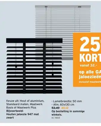 GAMMA Houten jaloezie 947 mat zwart aanbieding