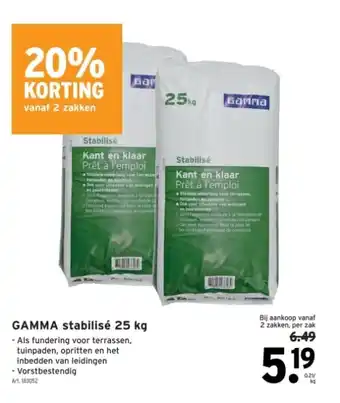 GAMMA GAMMA stabilisé 25 kg aanbieding