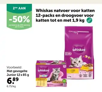 AVEVE Whiskas natvoer voor katten 12-packs en droogvoer voor katten tot en met 1,9 kg aanbieding