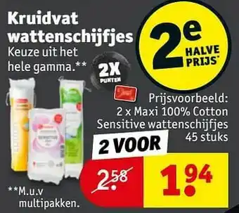Kruidvat Maxi 100% cotton sensitive wattenschijfjes aanbieding