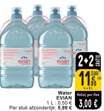 Cora Water EVIAN  4 x 6L aanbieding