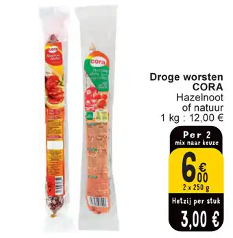 Cora Droge worsten 2 x 250g aanbieding