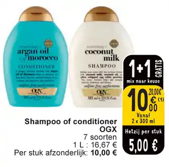 Cora Shampoo of conditioner OGX 2 x 300ml aanbieding