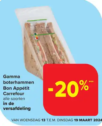 Carrefour Market Gamma boterhammen Bon Appétit aanbieding
