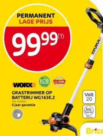 Brico WORX GRASTRIMMER OP BATTERIJ WG163E.2 aanbieding