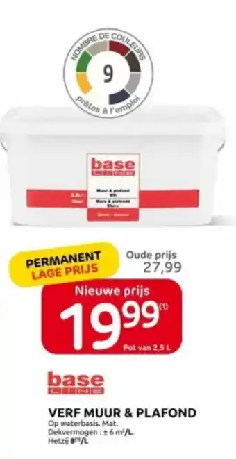 Brico base LINE VERF MUUR & PLAFOND 2.5L aanbieding