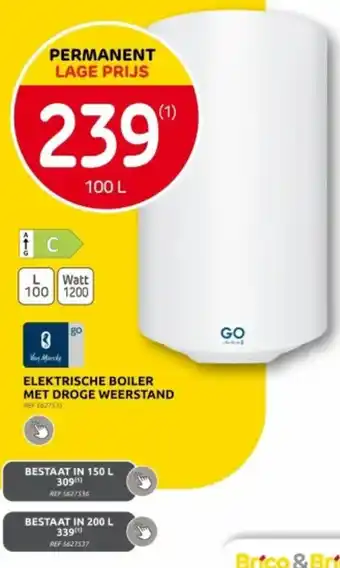 ELEKTRISCHE BOILER MET DROGE WEERSTAND 100L