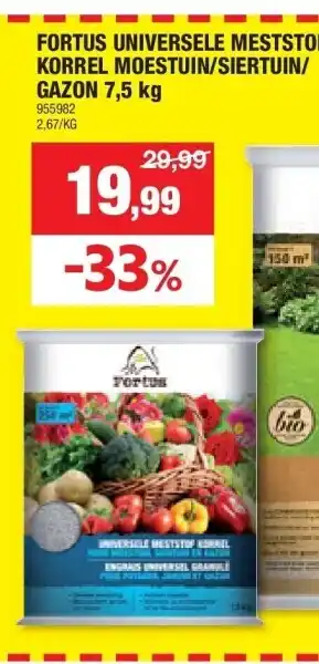 Hubo FORTUS UNIVERSELE MESTSTOF KORREL MOESTUIN/SIERTUIN/ GAZON 7,5 kg aanbieding