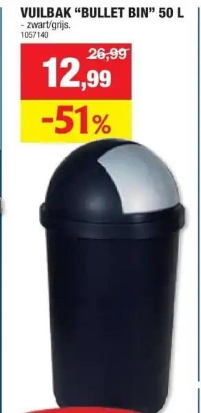 Hubo VUILBAK “BULLET BIN” 50 L aanbieding