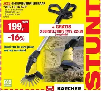 Hubo ACCU ONKRUIDVERWIJDERAAR “WRE 18-55 SET” aanbieding