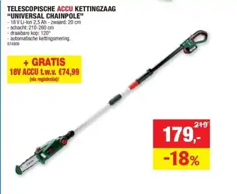 Hubo TELESCOPISCHE ACCU KETTINGZAAG “UNIVERSAL CHAINPOLE” aanbieding
