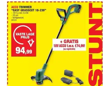 Hubo ACCU TRIMMER “EASY GRASSCUT 18-230” aanbieding