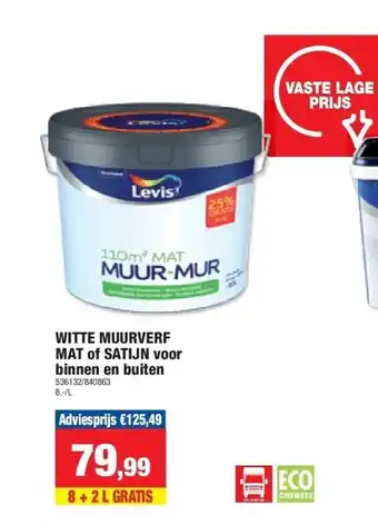 Hubo WITTE MUURVERF MAT of SATIJN voor binnen en buiten aanbieding