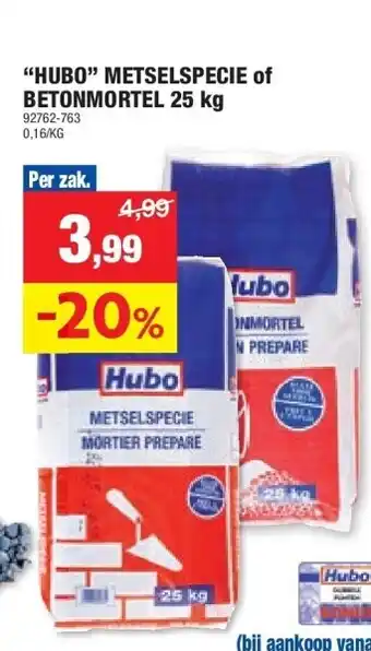 Hubo “HUBO” METSELSPECIE of BETONMORTEL 25 kg aanbieding