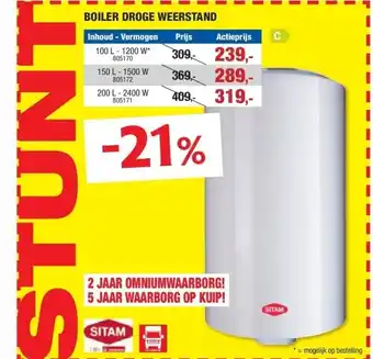 Hubo BOILER DROGE WEERSTAND aanbieding