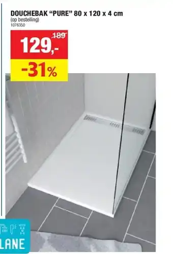 Hubo DOUCHEBAK “PURE” 80 x 120 x 4 cm aanbieding